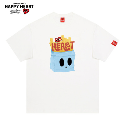 查尔斯桃心美式薯条纯棉短袖T恤