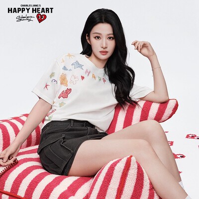 查尔斯桃心 夏纯棉涂鸦印花宽松休闲百搭圆领情侣短袖T恤