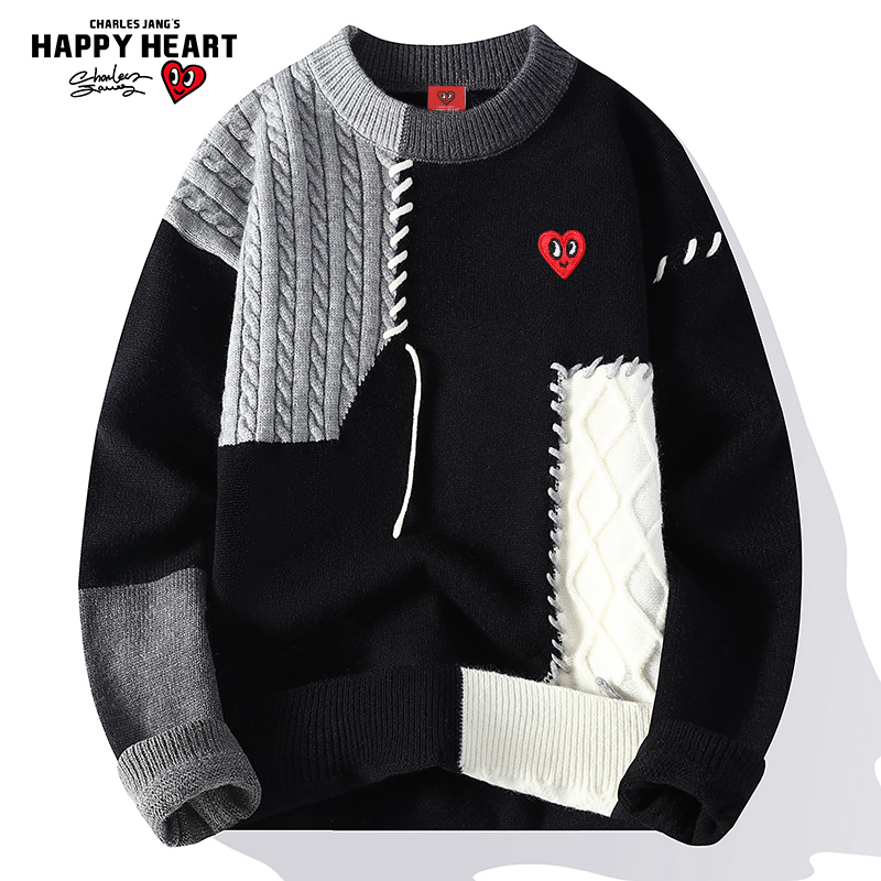 查尔斯桃心爱心圆领毛衣