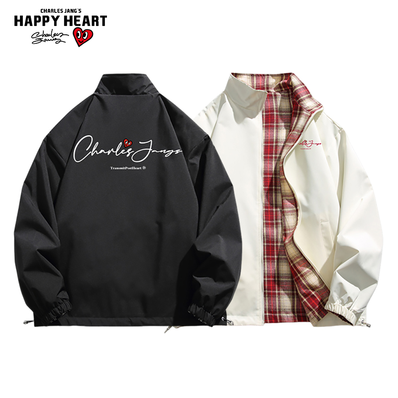 查尔斯桃心手写字母双面穿夹克