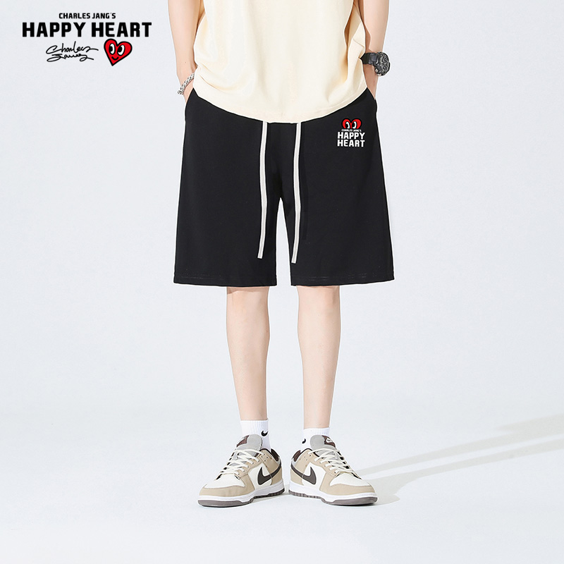 查尔斯桃心 夏季短裤男款宽松休闲品牌logo篮球运动情侣五分裤子