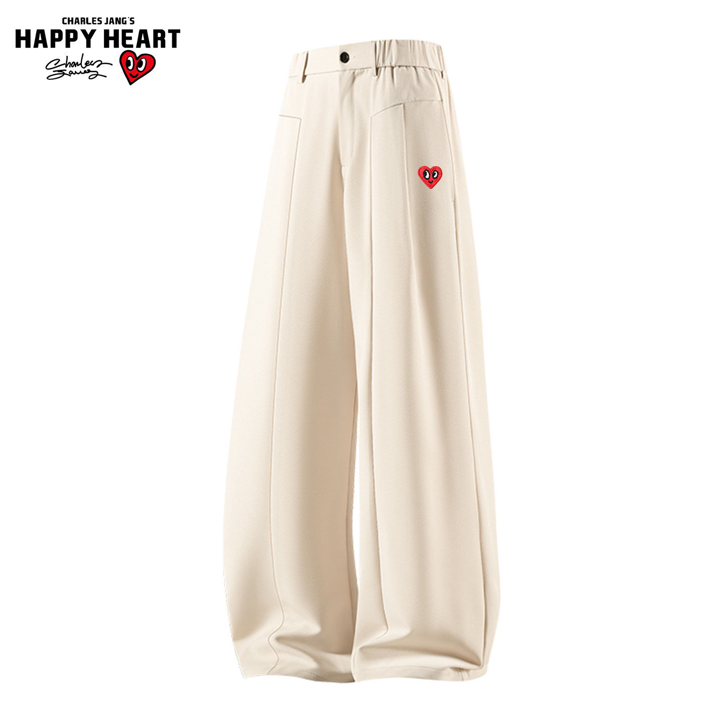 查尔斯桃心 美式直筒西裤男女秋冬季加绒加厚高级垂感阔腿长裤子