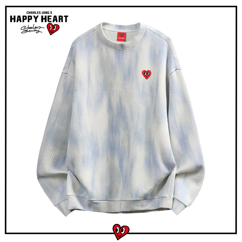 查尔斯桃心美式复古扎染设计感圆领卫衣男春秋季宽松休闲情侣上衣,男装,卫衣,淘宝优惠券,粉丝福利购,淘宝优惠卷