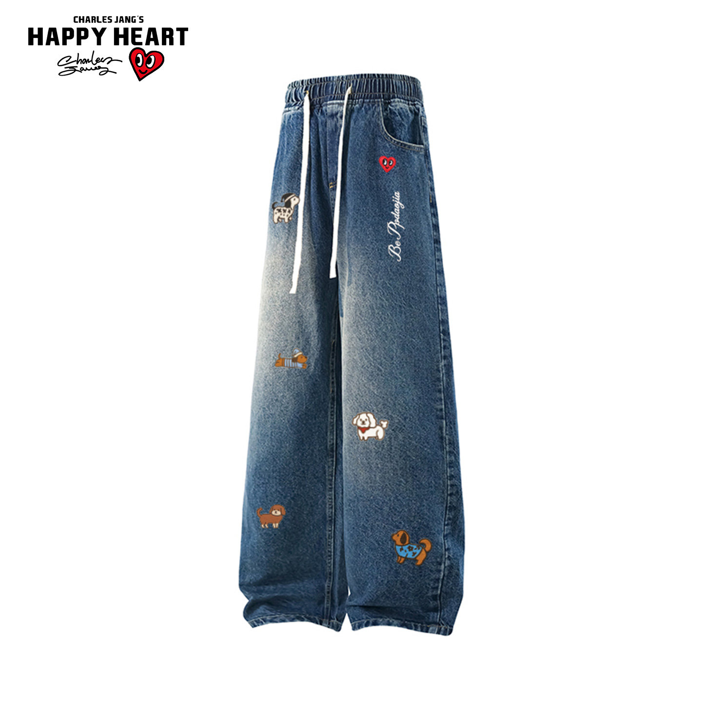 查尔斯桃心牛仔裤男款春春秋季宽松直筒裤子美式高街阔腿休闲长裤,男装,牛仔裤,淘宝优惠券,粉丝福利购,淘宝优惠卷