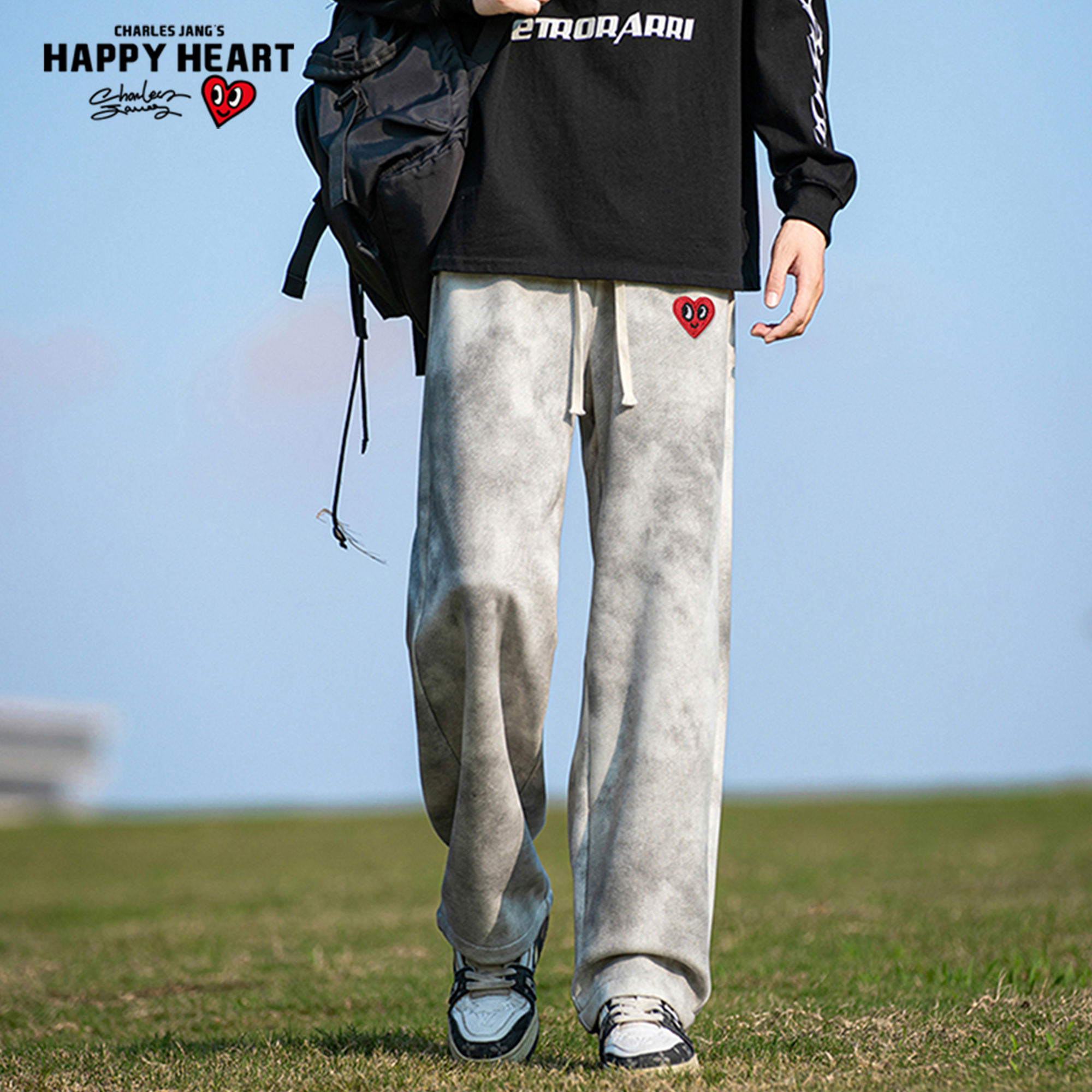 查尔斯桃心时尚潮牌休闲裤