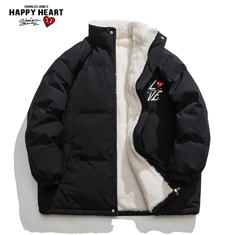 查尔斯桃心加绒加厚立领棉服