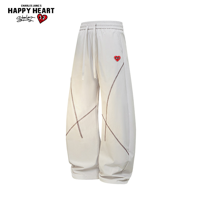 查尔斯桃心美式明线设计休闲卫裤男女春秋季百搭宽松阔腿长裤子潮,男装,休闲裤,淘宝优惠券,粉丝福利购,淘宝优惠卷