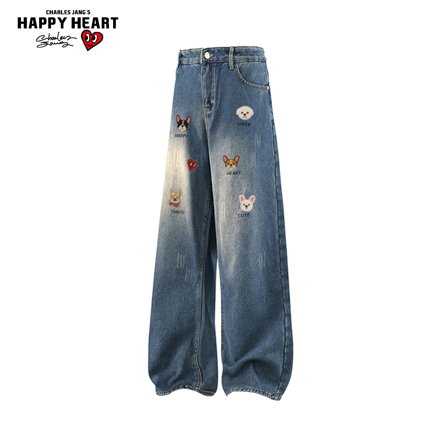 查尔斯桃牛仔裤男女同款