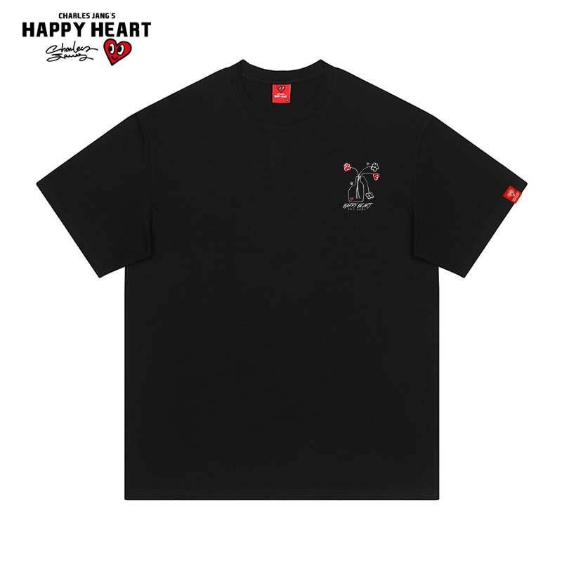 查尔斯桃心 短袖t恤男花卉小标印花纯棉圆领情侣宽松2026新款半袖