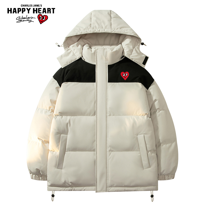 查尔斯桃心户外撞色拼接保暖棉衣