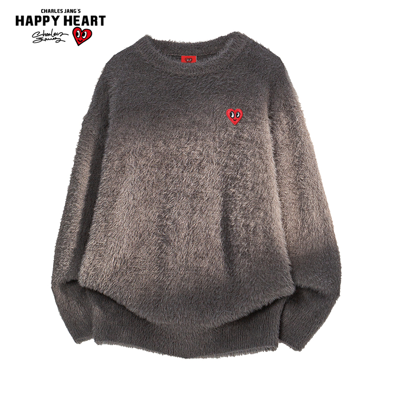 查尔斯桃心马海毛针织毛衣男