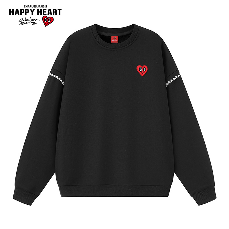 查尔斯桃心解构假两件卫衣男圆领