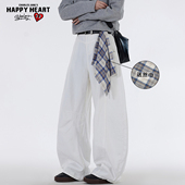 解构方巾弯刀裤 子男款 春秋季 查尔斯桃心美式 宽松直筒阔腿休闲长裤