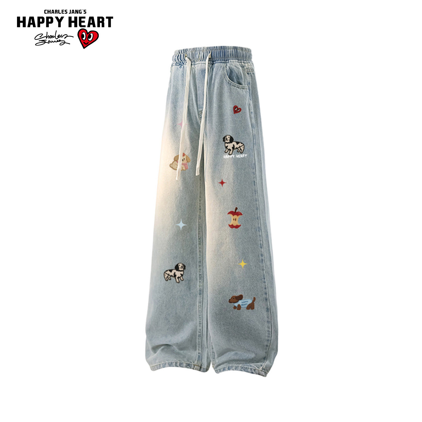 查尔斯桃心美式趣味小狗牛仔裤男款春秋宽松直筒裤水洗阔腿长裤子,男装,牛仔裤,淘宝优惠券,粉丝福利购,淘宝优惠卷