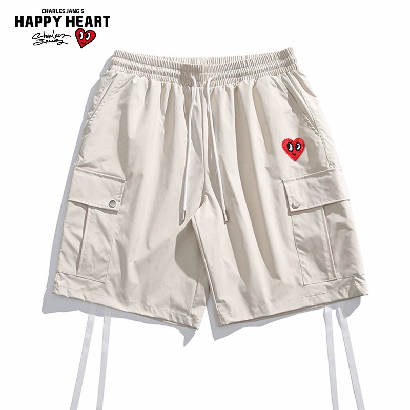 查尔斯桃心休闲宽松工装短裤
