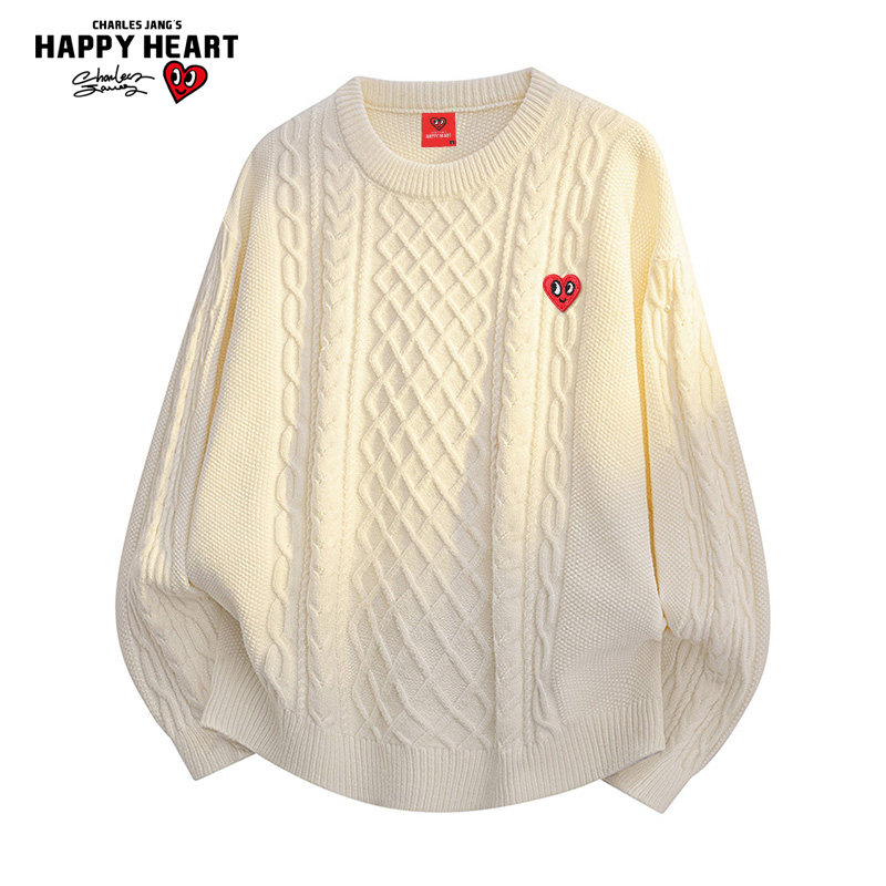 查尔斯桃心cleanfit毛衣男圆领