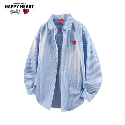查尔斯桃心条纹情侣衬衫
