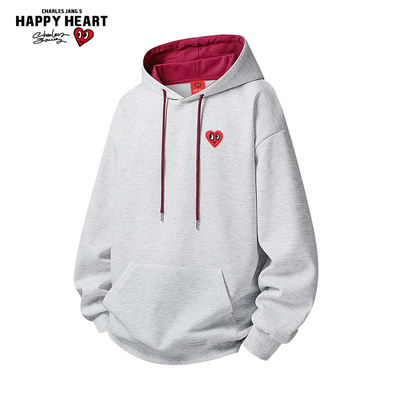 查尔斯桃心 美式撞色连帽卫衣男春秋季2025新款宽松休闲情侣上衣