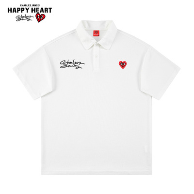 查尔斯桃心 2025夏季通勤爱心美式短袖Polo衫男士翻领宽松上衣