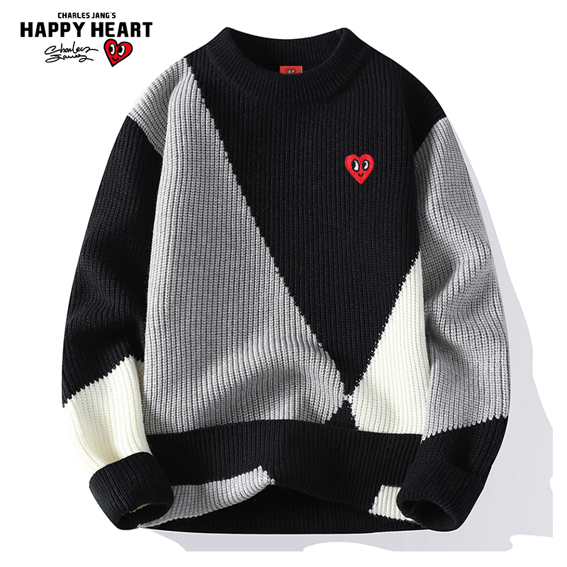 查尔斯桃心爱心圆领毛衣