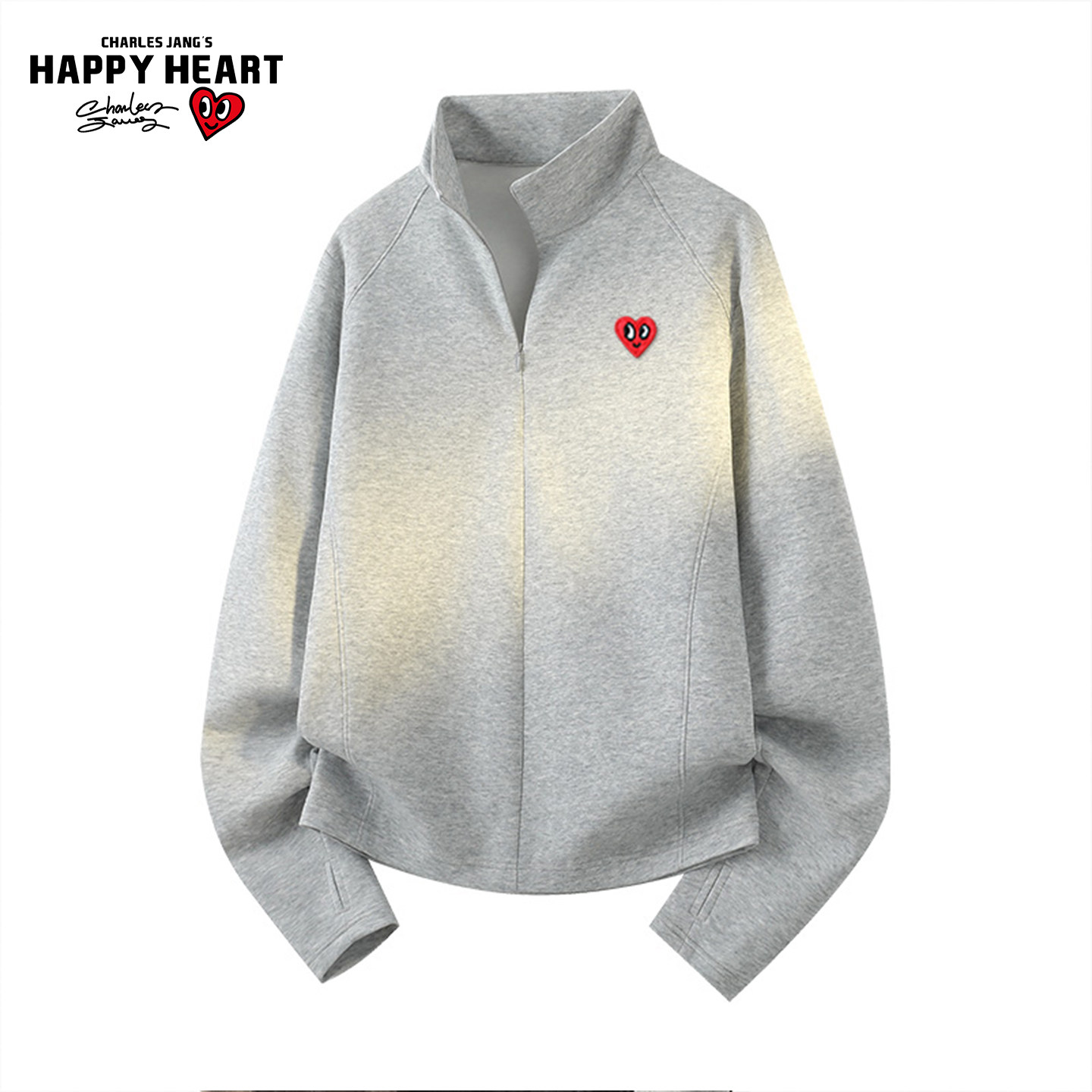 查尔斯桃心半拉链立领卫衣男春秋季新款cleanfit情侣百搭套头外套