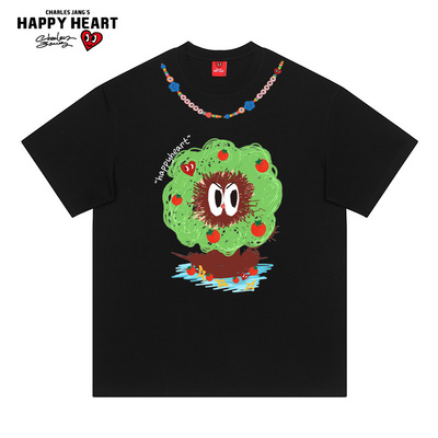 查尔斯桃心趣味苹果树印花短袖