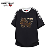 查尔斯桃心小马印花圆领休闲潮流短袖 情侣半截袖 T恤男女夏季 新款