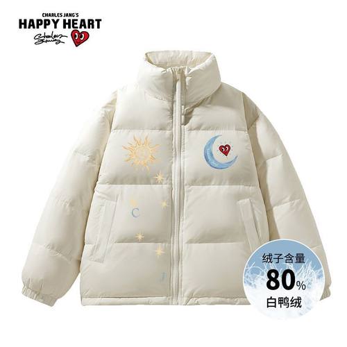 查尔斯桃心80白鸭绒立领羽绒服男