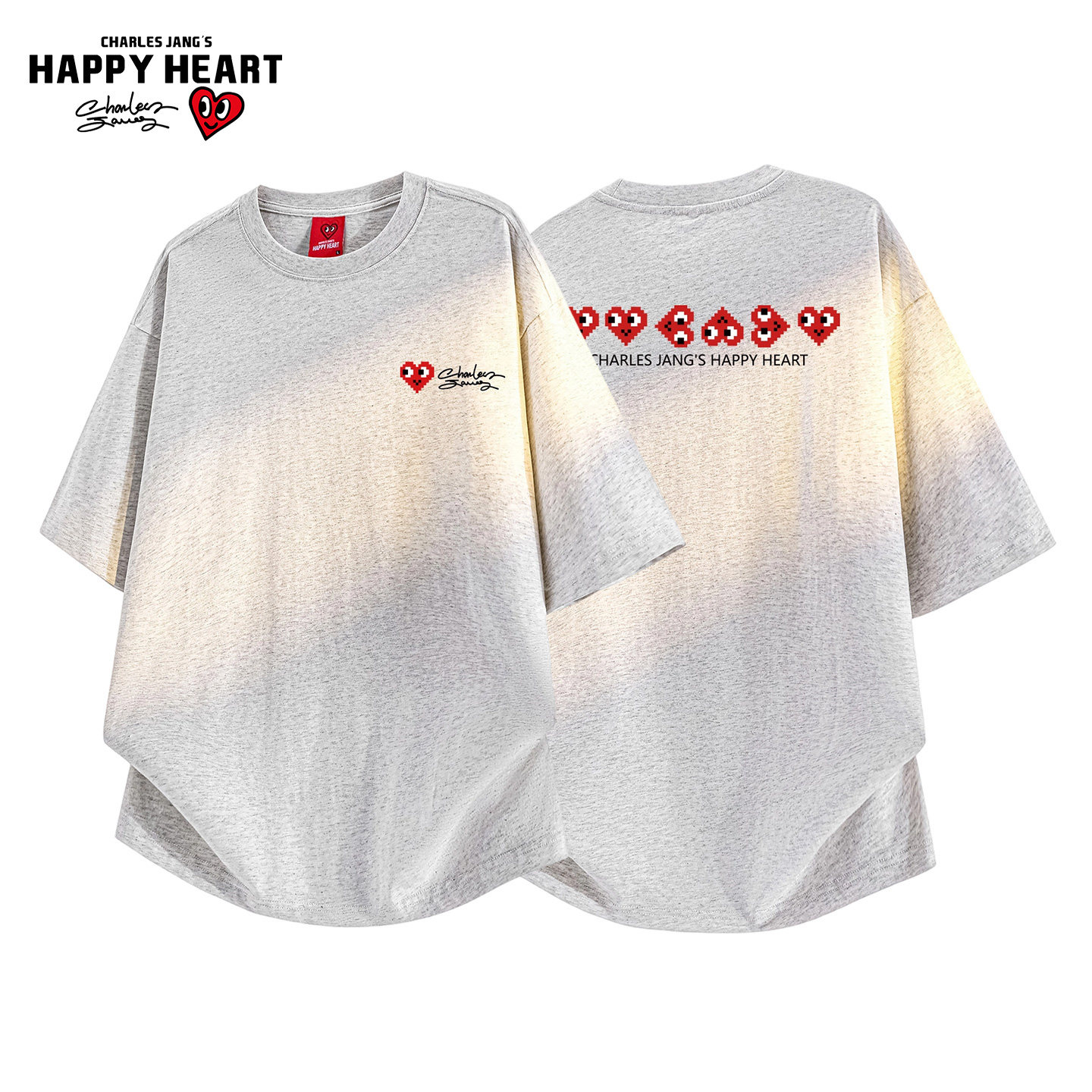 查尔斯桃心纯棉爱心印花圆领短袖t恤男夏季2026新款百搭情侣半袖