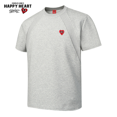 查尔斯桃心硬挺美式解构短袖t恤