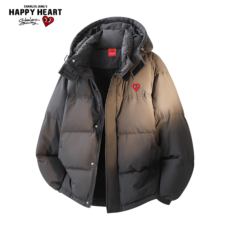 查尔斯桃心连帽羽绒服情侣外套