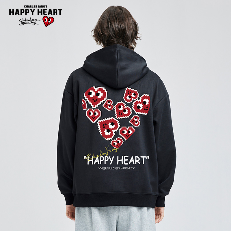 查尔斯桃心无性别连帽卫衣