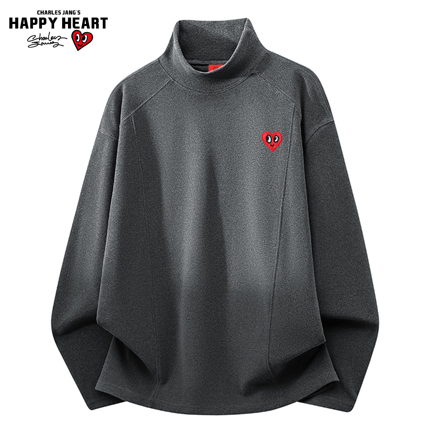 查尔斯桃心 美式解构立领德绒卫衣男女秋冬季保暖长袖内搭打底衫