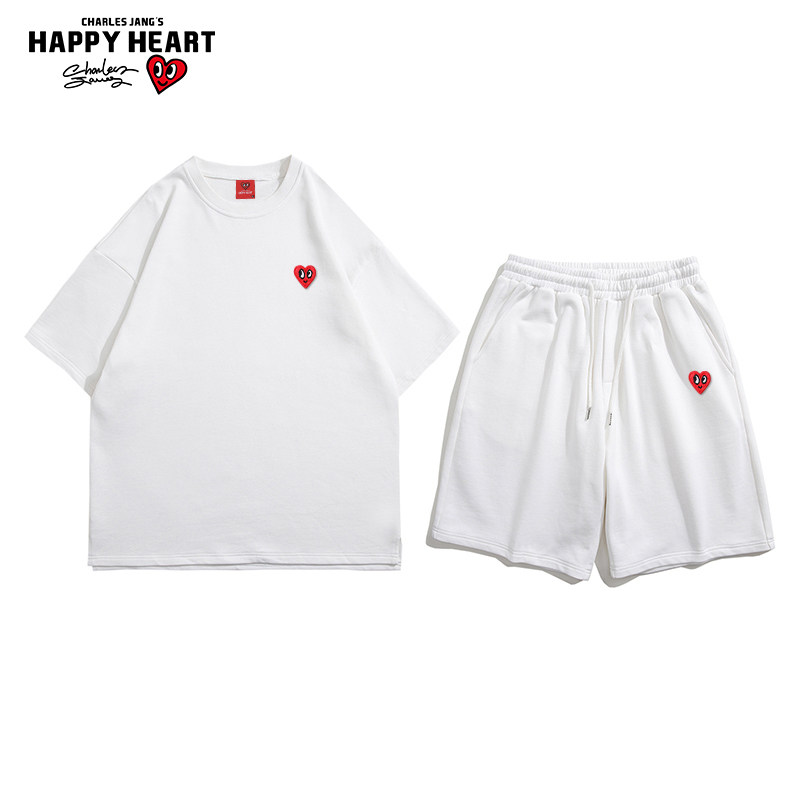 查尔斯桃心 2026年夏季休闲运动套装男短袖t恤五分短裤情侣一套
