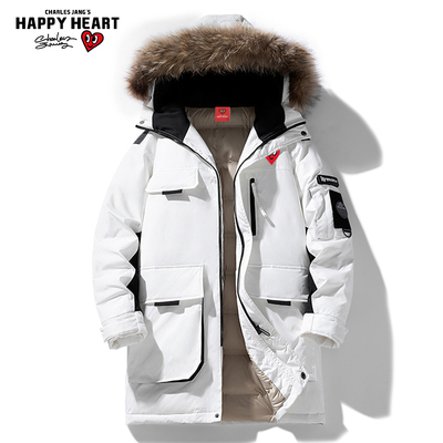 查尔斯桃心貉子毛领连帽羽绒服