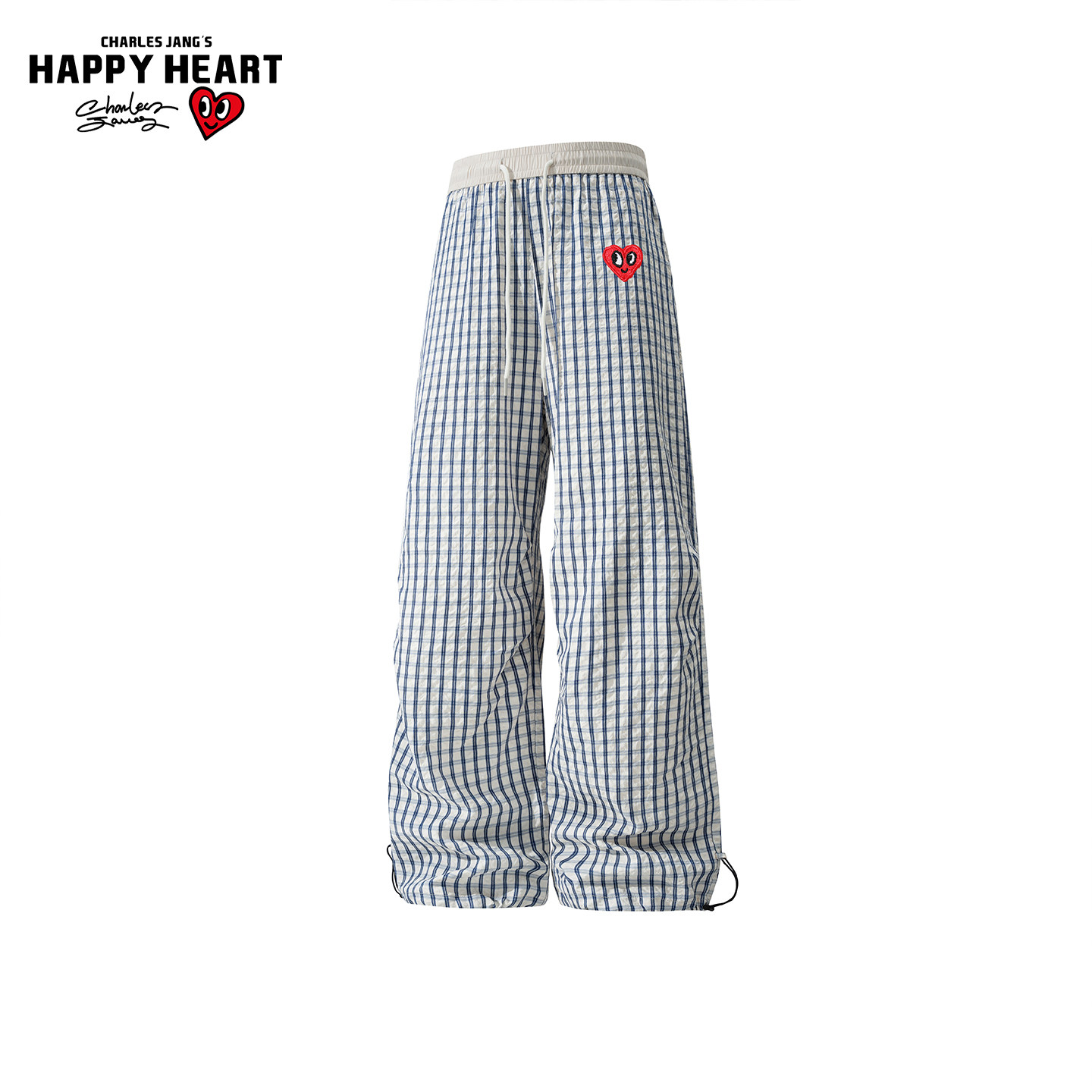 查尔斯桃心弯刀休闲裤春秋宽松拼接格纹垂感长裤慵懒风拖地裤子男,男装,休闲裤,淘宝优惠券,粉丝福利购,淘宝优惠卷