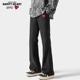 查尔斯桃心 子男女春秋高街显瘦情侣微喇弯刀长裤 美式 拼接休闲裤