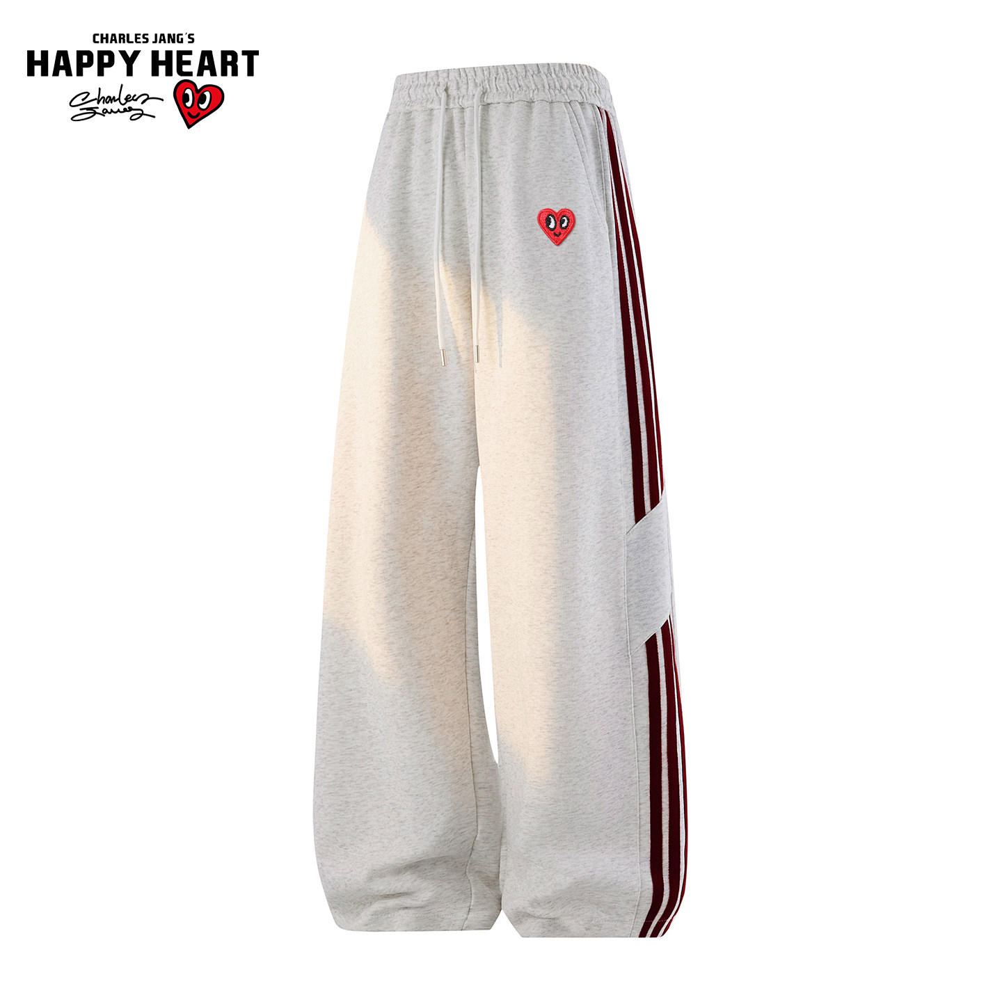 查尔斯桃心拼色条纹裤子男春秋季新款宽松阔腿直筒垂感休闲长裤潮,男装,休闲裤,淘宝优惠券,粉丝福利购,淘宝优惠卷