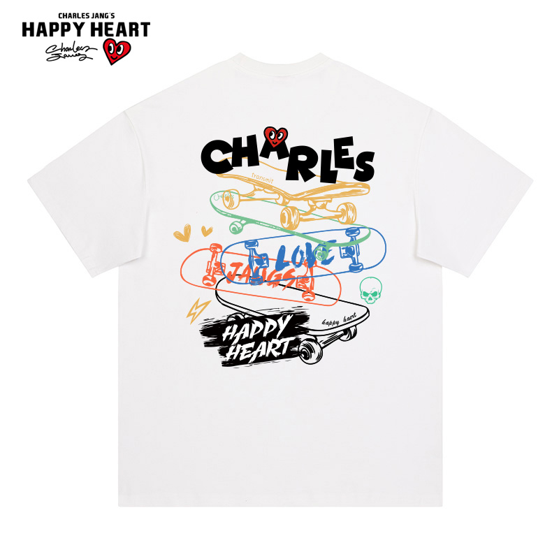 查尔斯桃心无性别短袖T恤
