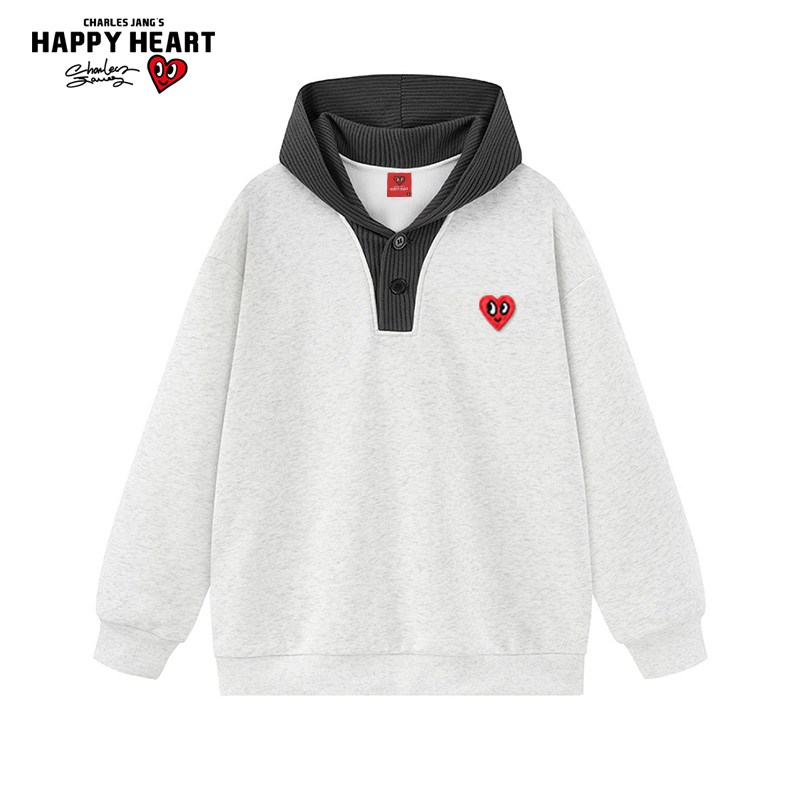 查尔斯桃心撞色拼接卫衣男连帽