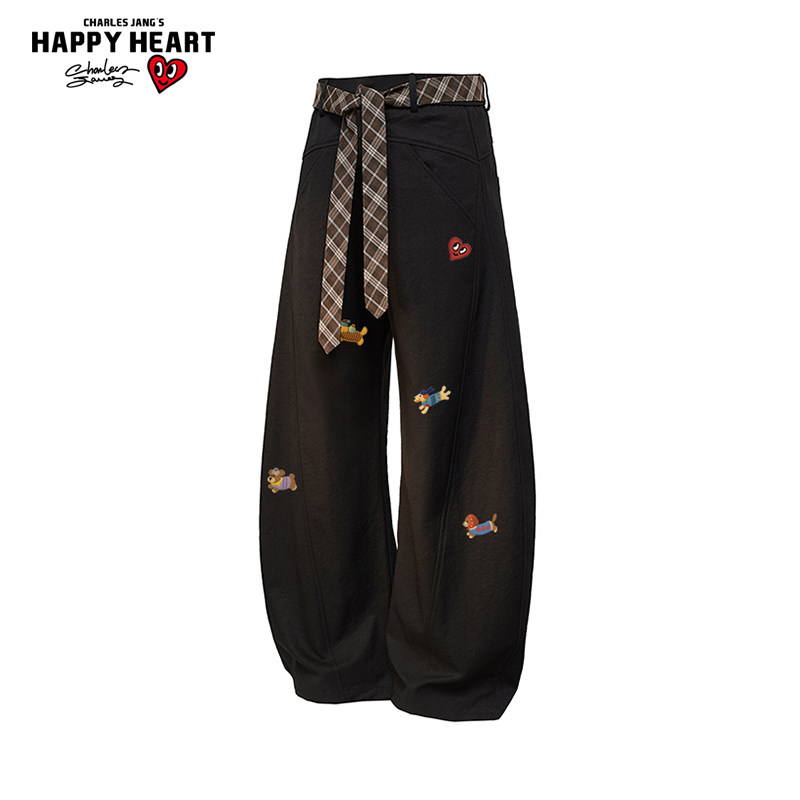 查尔斯桃心腊肠小狗宽松弯刀裤男女春秋季新款潮流百搭休闲长裤子,男装,休闲裤,淘宝优惠券,粉丝福利购,淘宝优惠卷