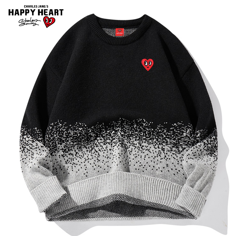 查尔斯桃心爱心圆领毛衣