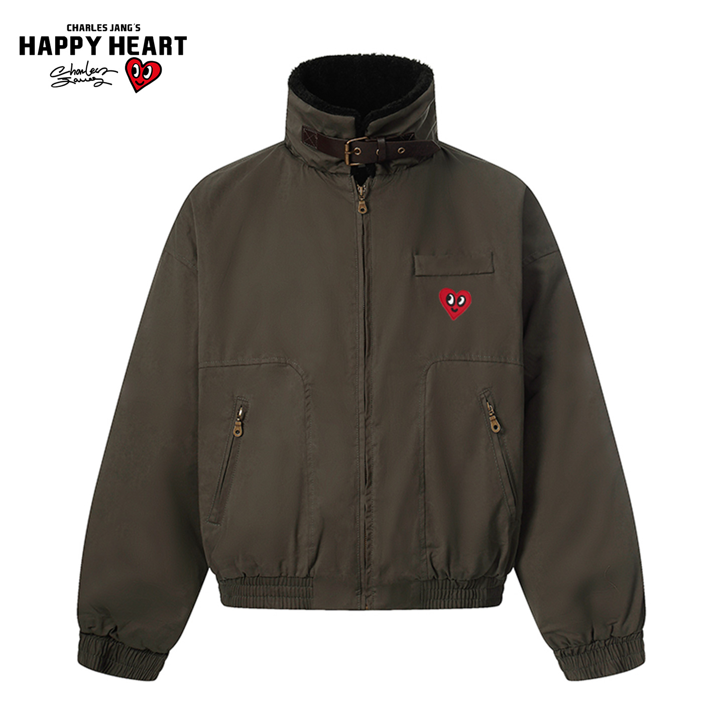 查尔斯桃心美式复古立领百搭棉衣