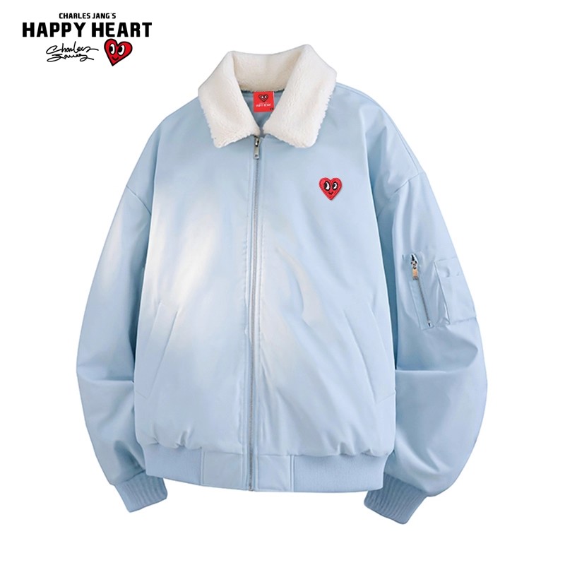 查尔斯桃心夹棉飞行夹克棉衣男