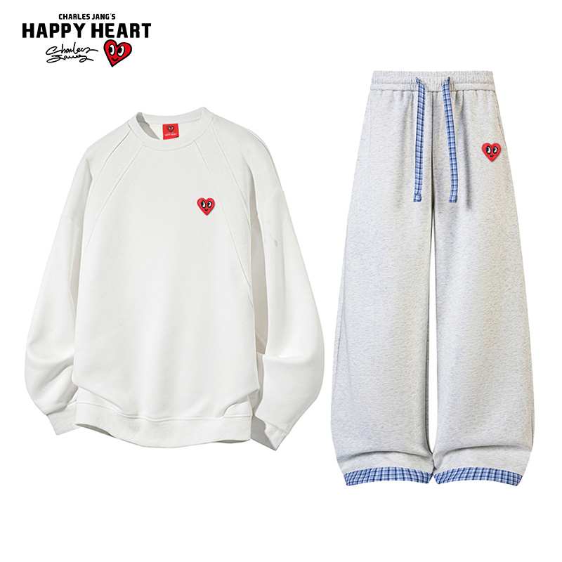 查尔斯桃心圆领卫衣休闲套装男