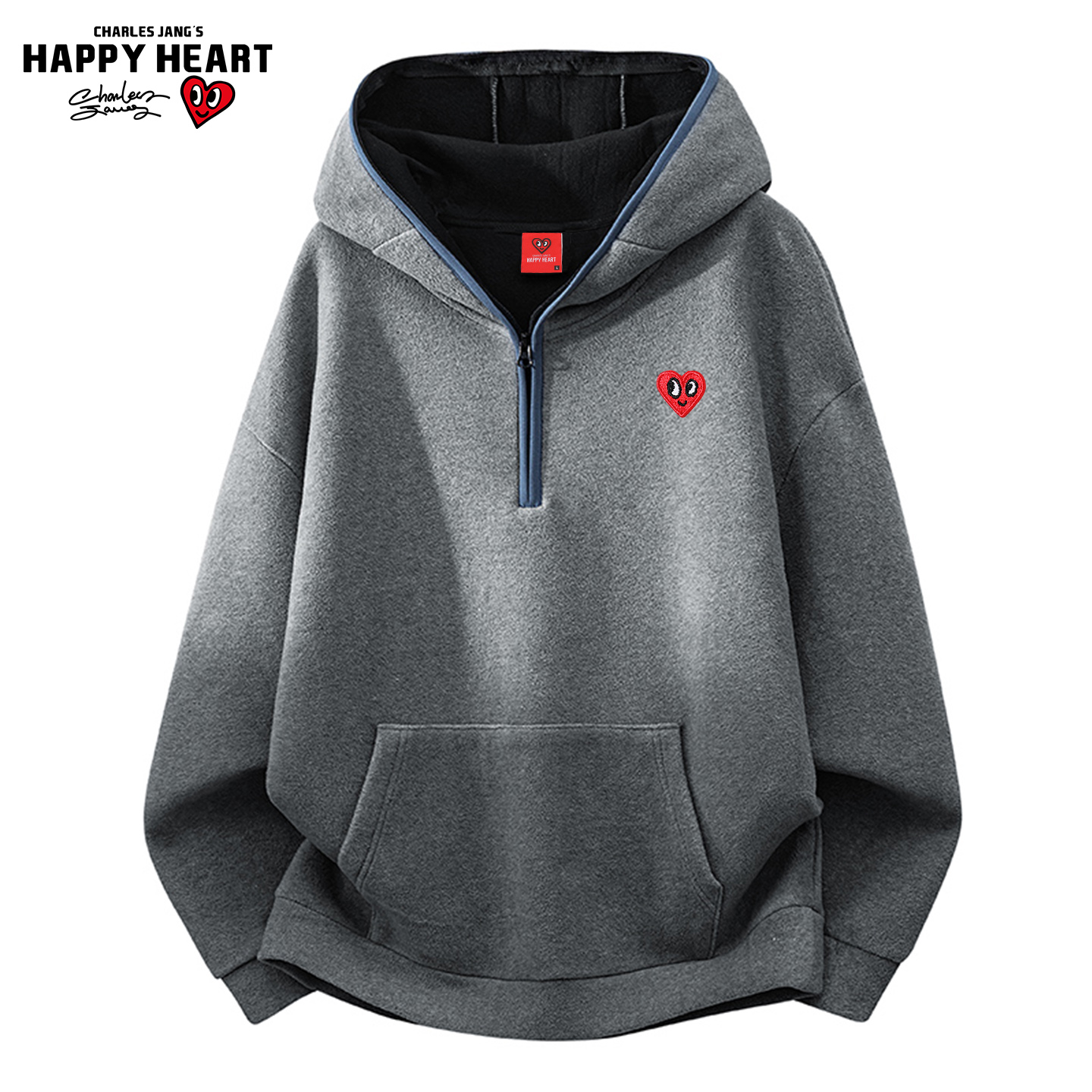 查尔斯桃心美式摇粒绒连帽卫衣