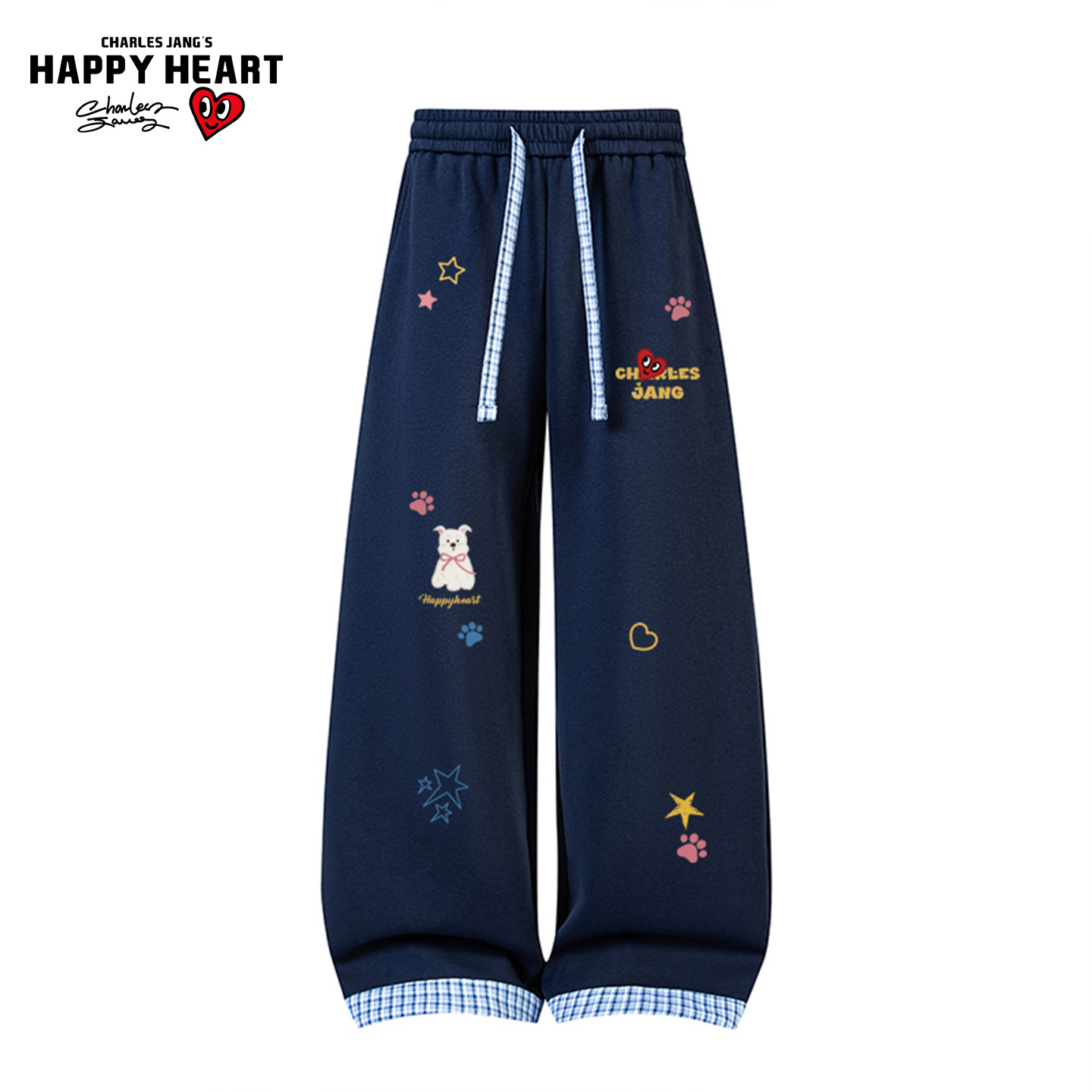 查尔斯桃心小狗印花裤子男女春秋季2026新款宽松阔腿直筒休闲长裤