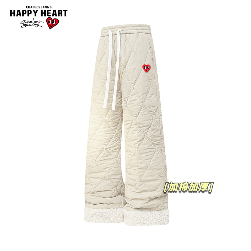 查尔斯桃心休闲长裤子男女冬季新款加棉加厚