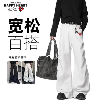 查尔斯桃心弧形弯刀伞兵休闲裤