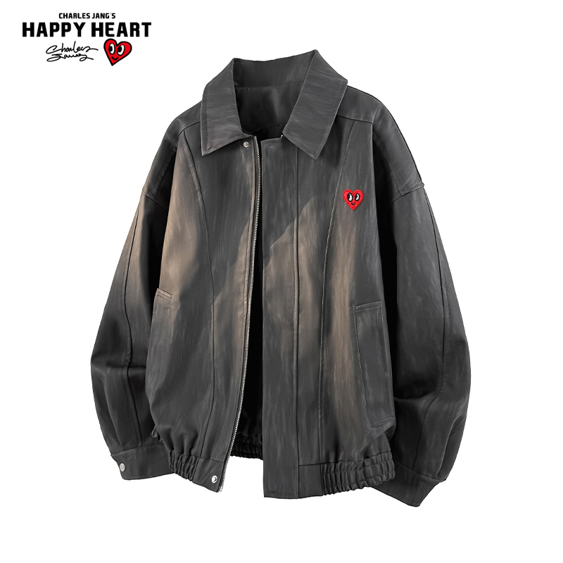 查尔斯桃心复古翻领棉服男士冬季新款百搭休